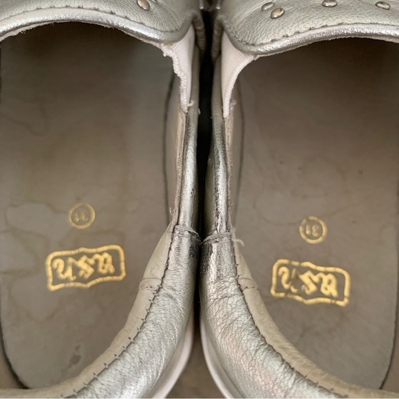 Ash Lynn Clodi Silver Studded Slip-On Leather Platform Shoes Size 31/13 - Picture 7 of 10